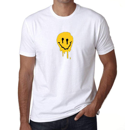 White Half Sleeve | Drippy Smiley | Men's Tees - Hulk Threads