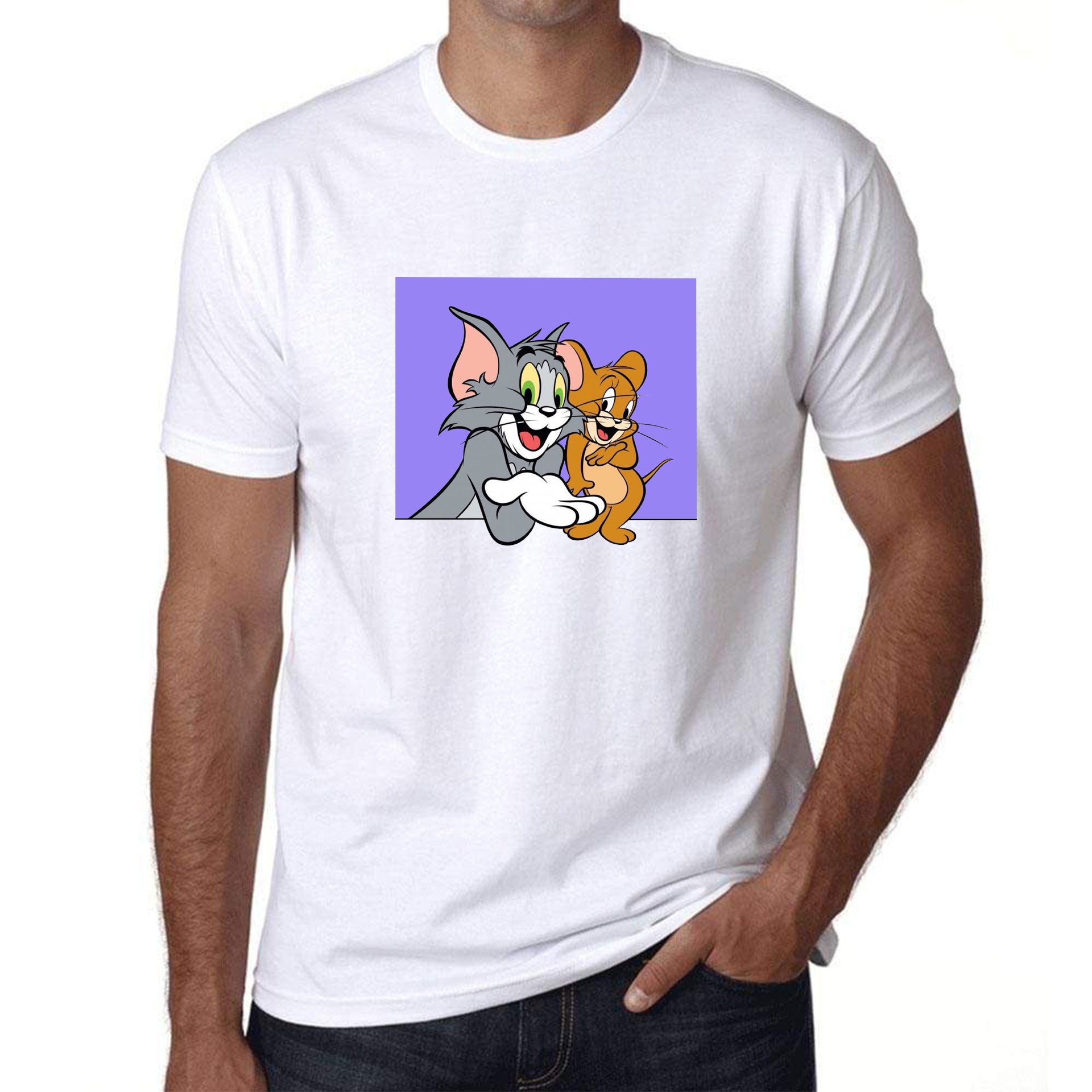 Tees for Men | Tom and Jerry | Round Neck | Half Sleeves - Hulk Threads